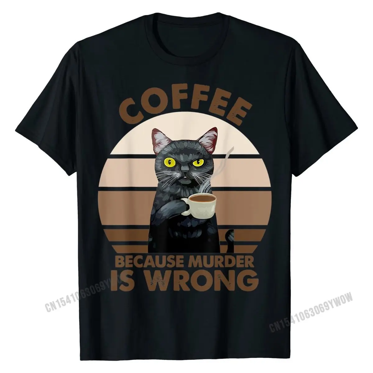 

Funny Cat Coffee Because Murder Is Wrongs T-Shirt T Shirt Party Latest Cotton Tops Shirt Summer for Boys
