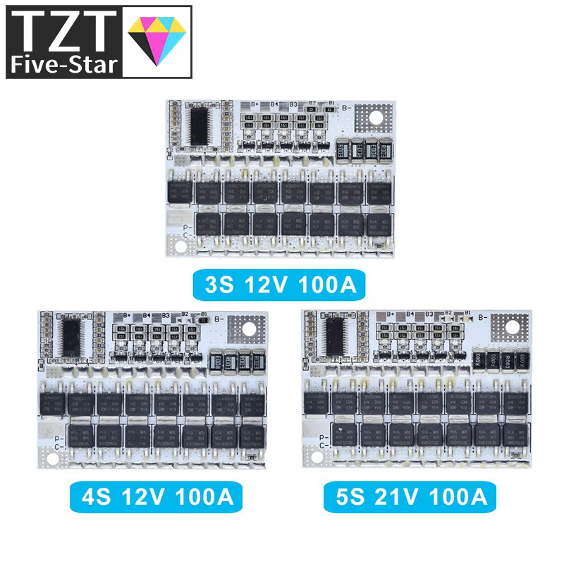 3s/4s/5s Bms 12v 16 8 v 21v 3 7 100a литий-ионный ЖИО трехкомпонентная литиевая Батарея защиты