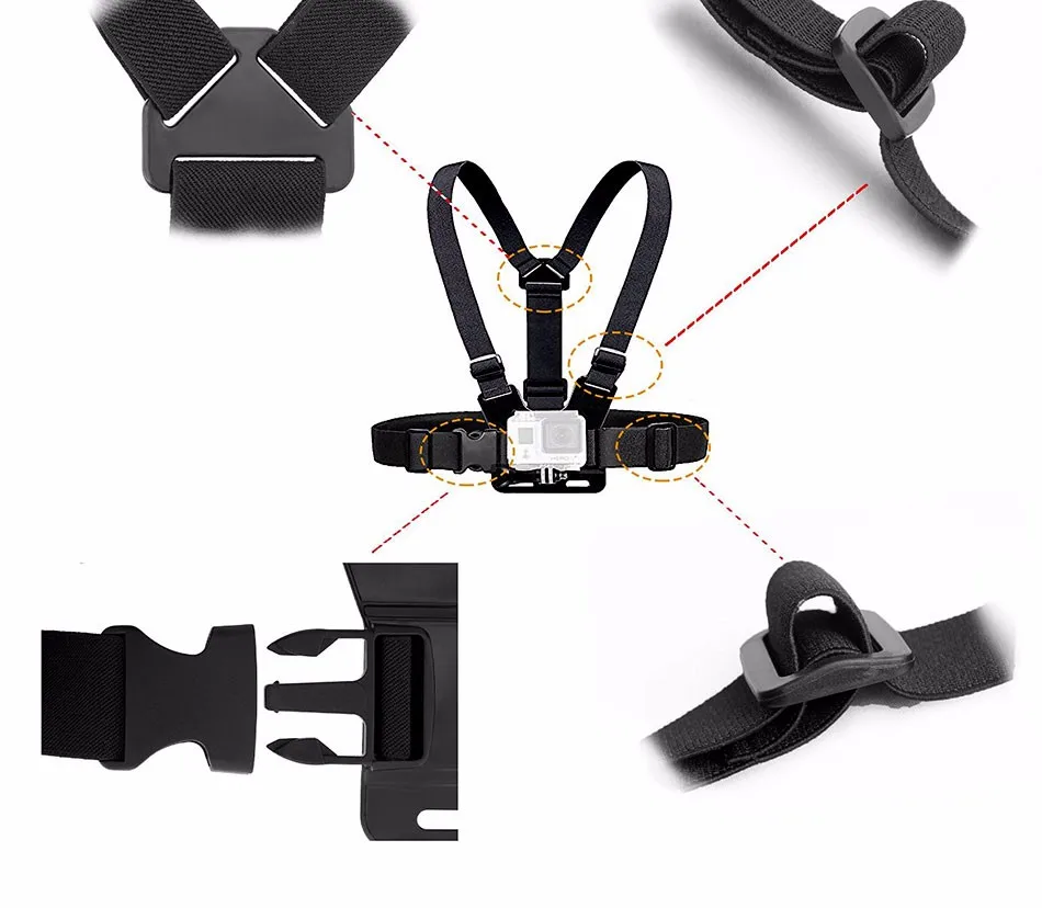 Крепление для спортивной камеры Xiao Mi Yi для экшн камеры Gopro Hero 4/3/3+/2 аксессуаров нагрудный ремень экшн Камера держатель Спортивная водоотталкивающая Камера Gopro SJ4000 ремень крепления регулируемый экшн-камеры Go pro Hero4