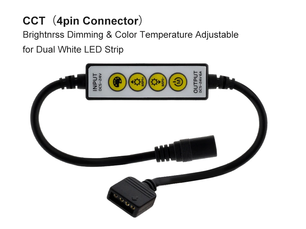 Четырехкнопочный мини-контроллер RGB / RGBW USB Одноцветный/двойной белый/RGB/RGBW + CCT