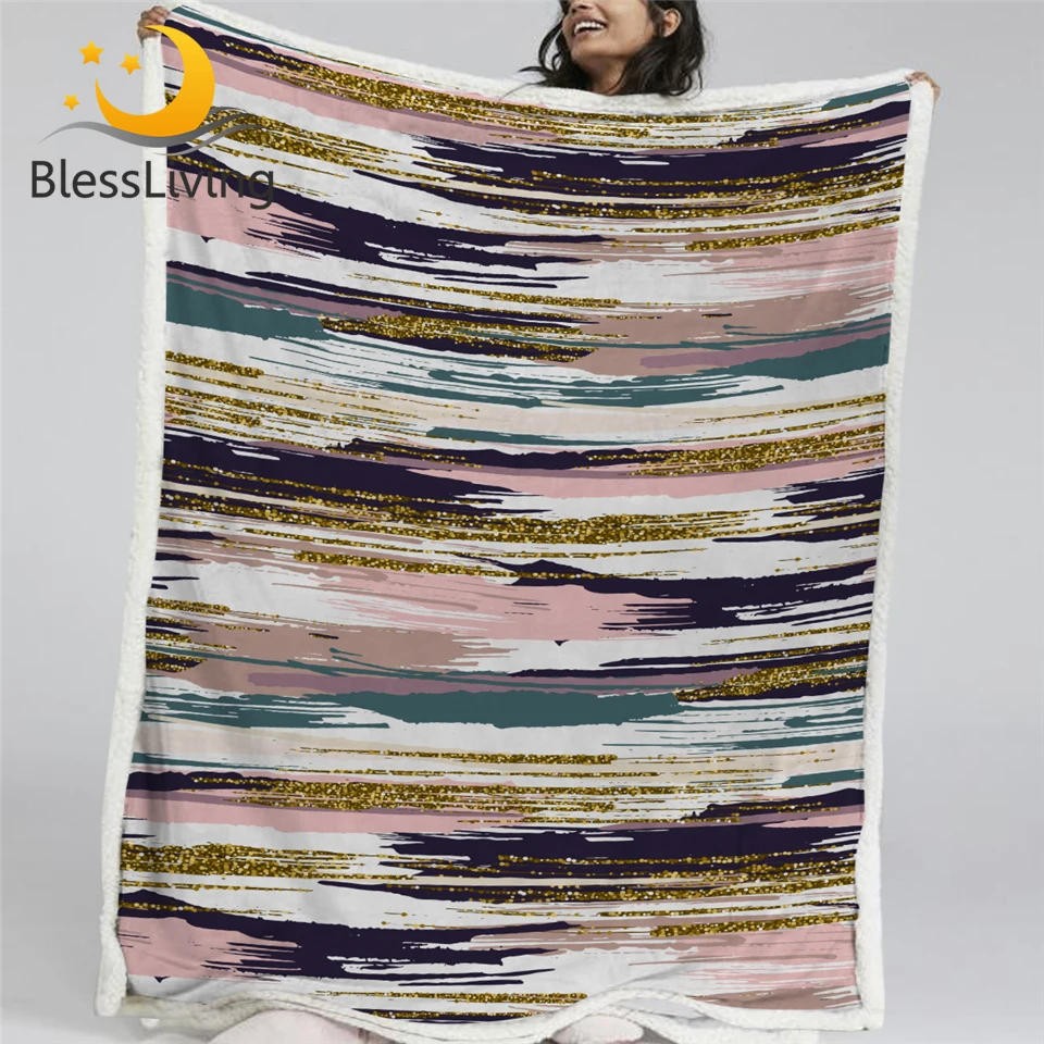 Blesslive красочное розовое одеяло Полосатое шерпа одеяло яркое Бохо плюшевое Покрывало мягкое яркое геометрическое постельное белье