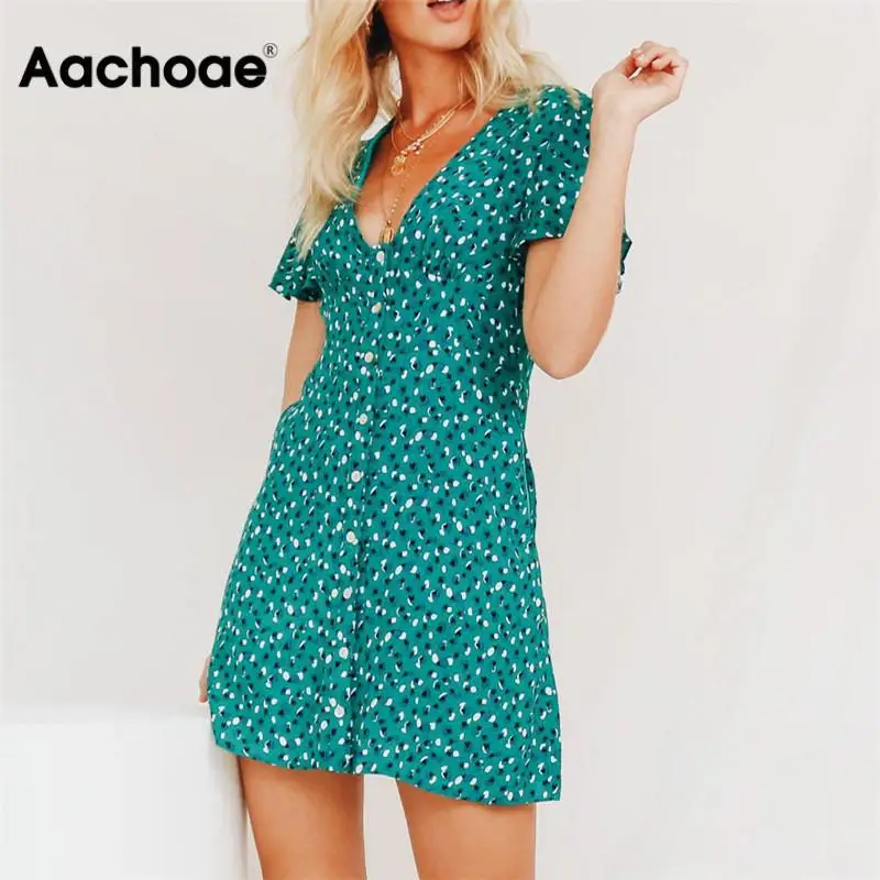 Aachoae женское платье летнее 2020 сексуальное богемное с цветочным принтом вечерние