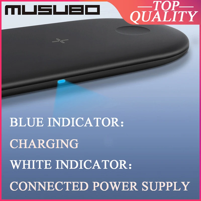 Быстрая Беспроводная зарядка Musubo Qi для Apple iWatch Series 5 4 Watch 3 2 Chargeur AirPods iPhone 11 Pro Max Xs XR