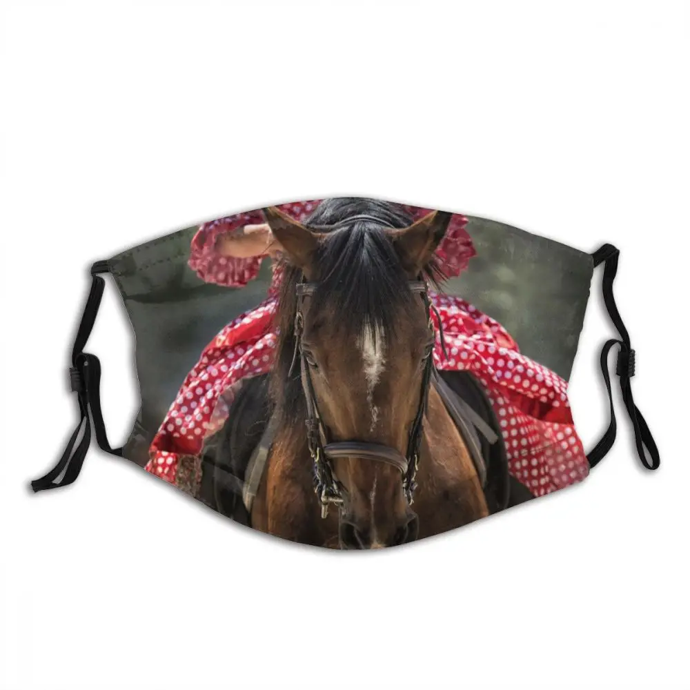 

Horse Animal Reusable Trendy Mouth Face Mask with Filters Anti Wind Dustproof Winter Protection Cover Respirator for Adult