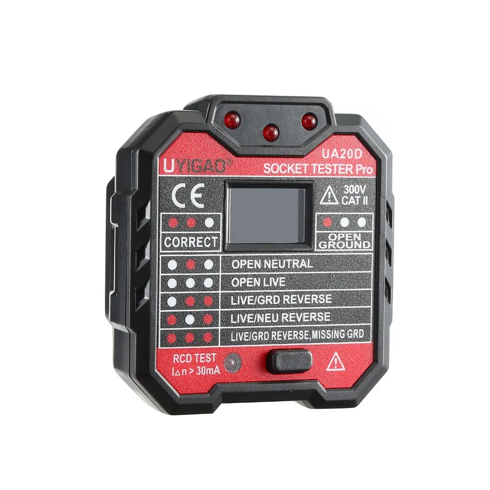 UYIGAO Portable Mini Digital Voltmeter Socket Tester Charger Detector Tester Voltage Tester Breaker Finder RCD Test UA20D