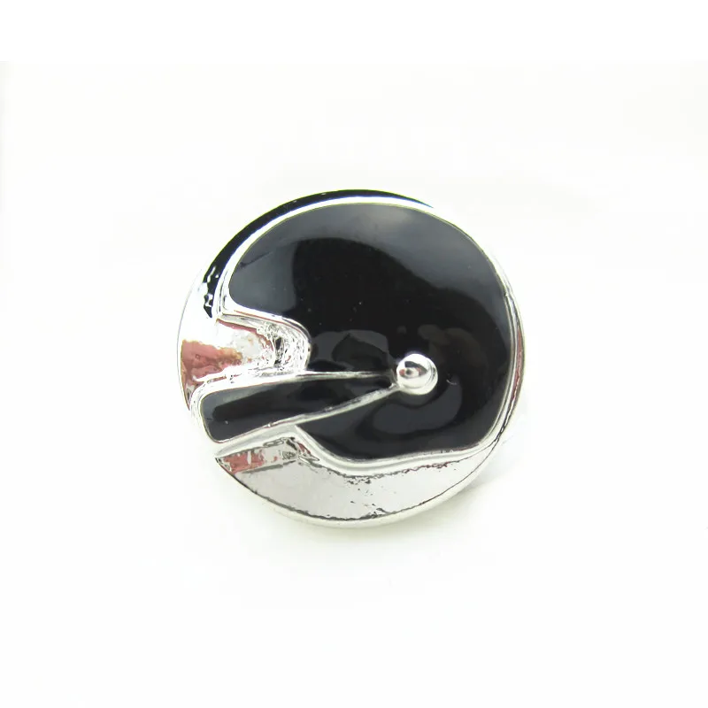 

10pcs/lot Enamel Black Football Helmet Ginger Snap Buttons DIY 18mm snap pendant bracelet Snaps Jewelry charms