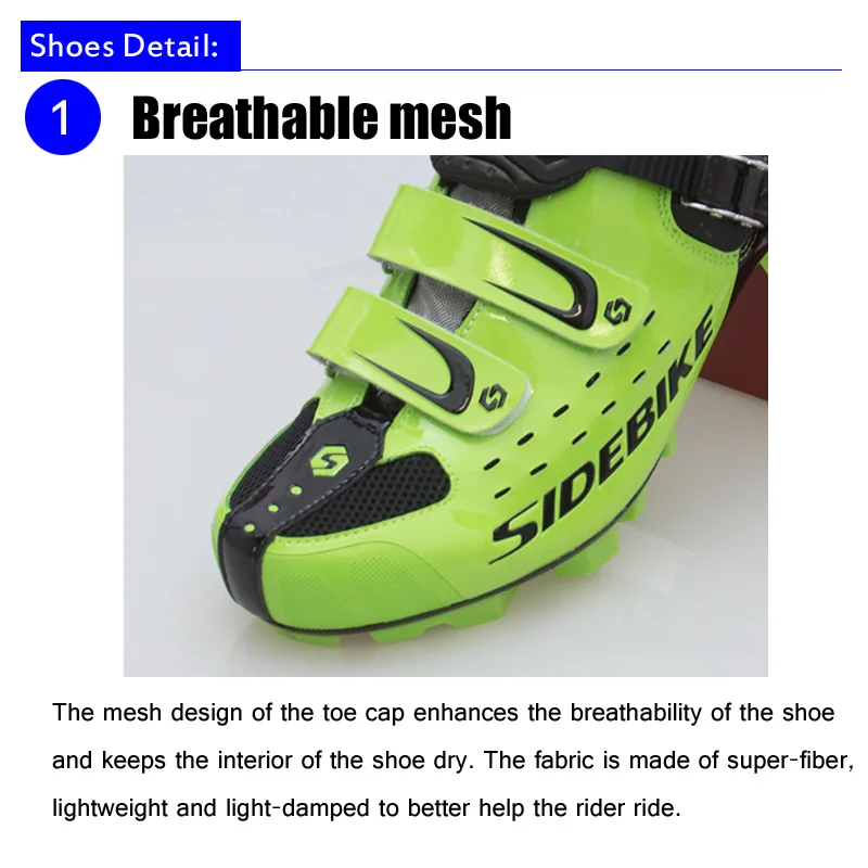 Мужские кроссовки для горных велосипедов SIDEBIKE самозакрывающиеся дышащие