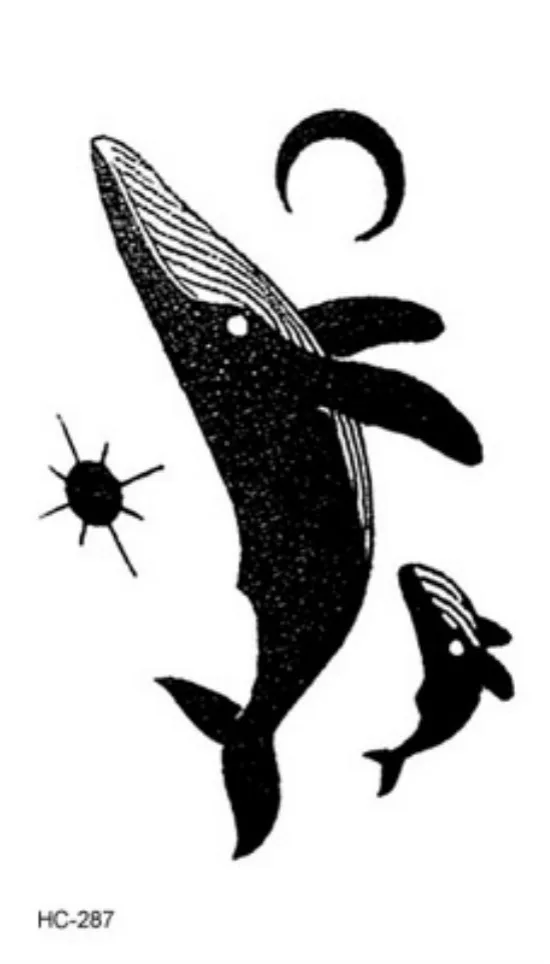 1PCS Whale Sexy Women Girl Temporary Tattoo Sticker Black Fox Roses Design Flower Arm Body Art Big Large Fake OP2 | Красота и