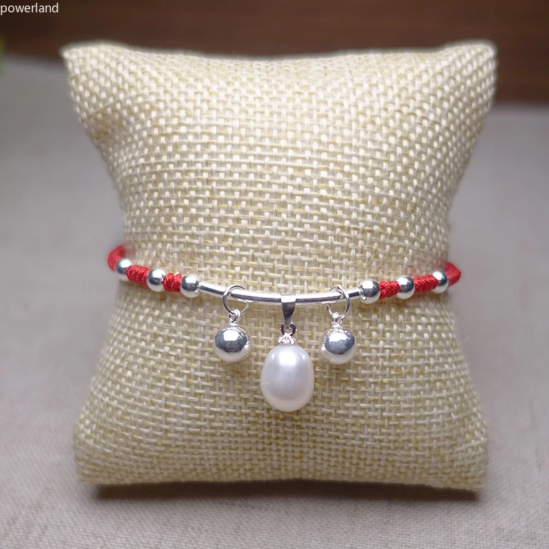 Freshwater Pearl Charm Red Bracelet for Women Fashion Gift s925 Sterling Silver Lucky Bangle Handmade Jewelry | Украшения и