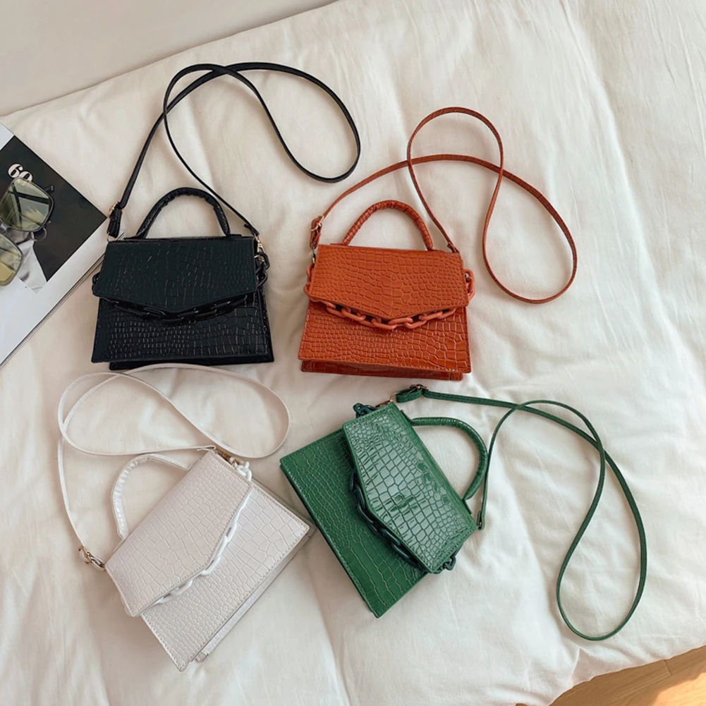

Женская сумка-мессенджер в стиле ретро из искусственной кожи с тиснением под аллигатора, маленькие сумочки на цепочке, женская сумка-тоут, ж...