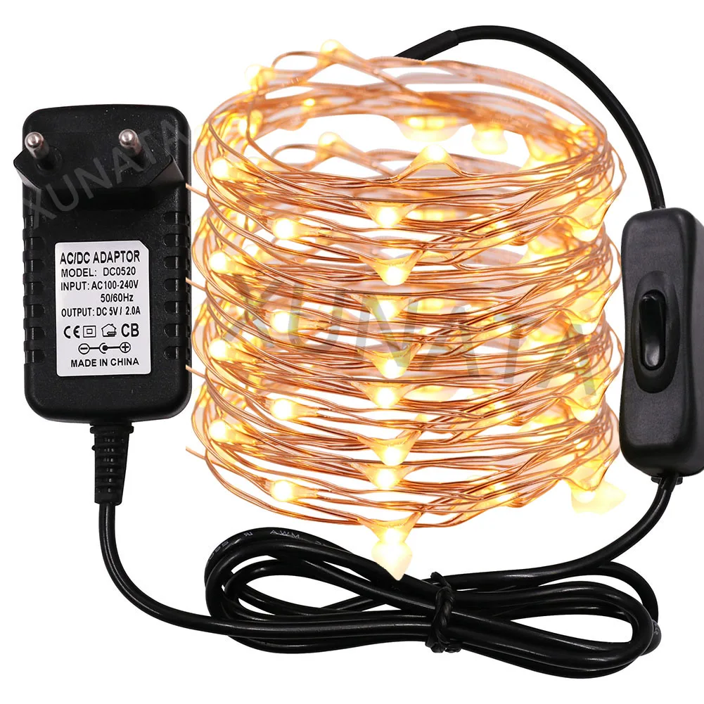

DC 12V Garland Fairy Lights LED String Light +EU power supply for Christmas Party Wedding Decoration Xmas Lamp 10m 20m 30m