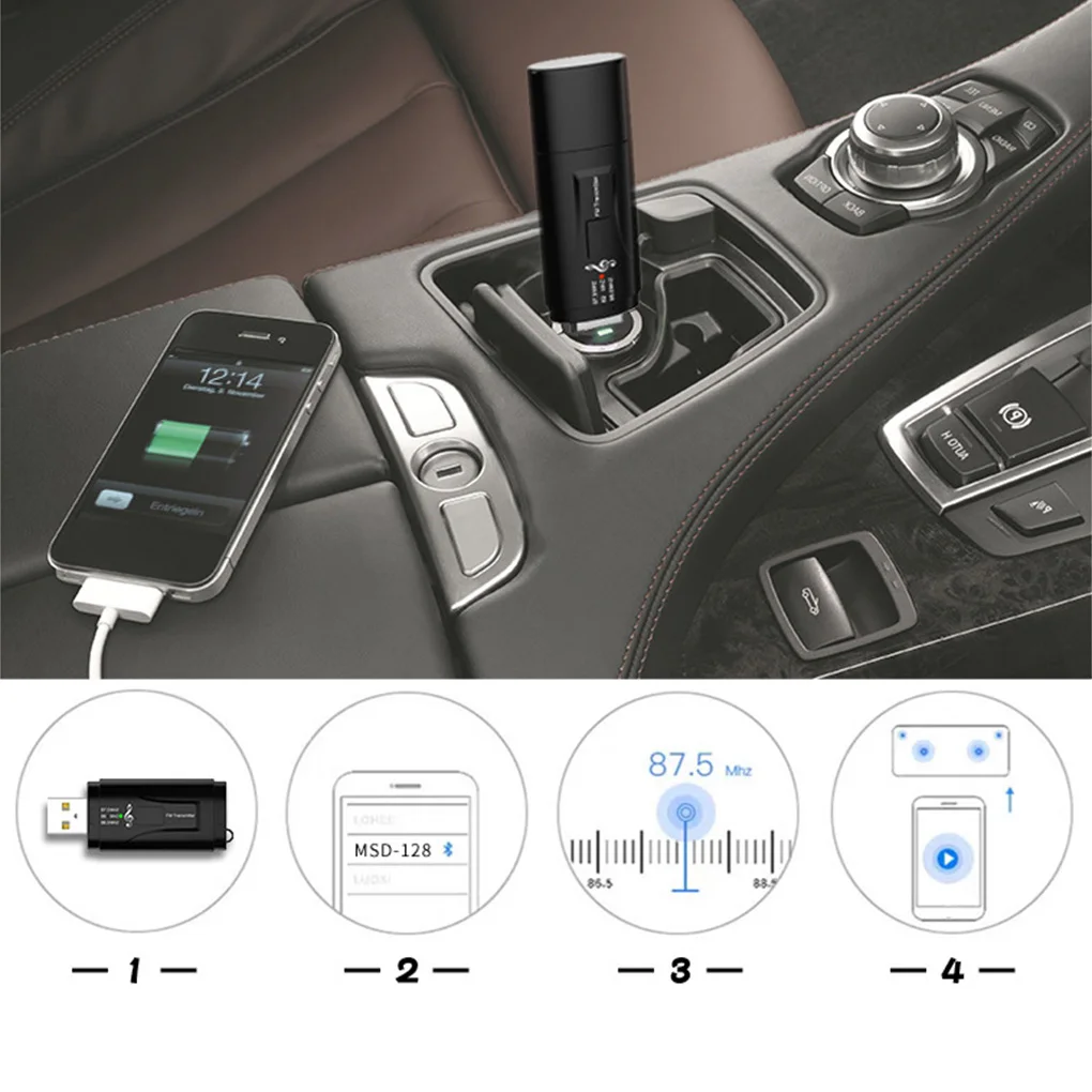 Беспроводной автомобильный FM трансмиттер Bluetooth 5 0 AUX 3 мм|Зарядные устройства для