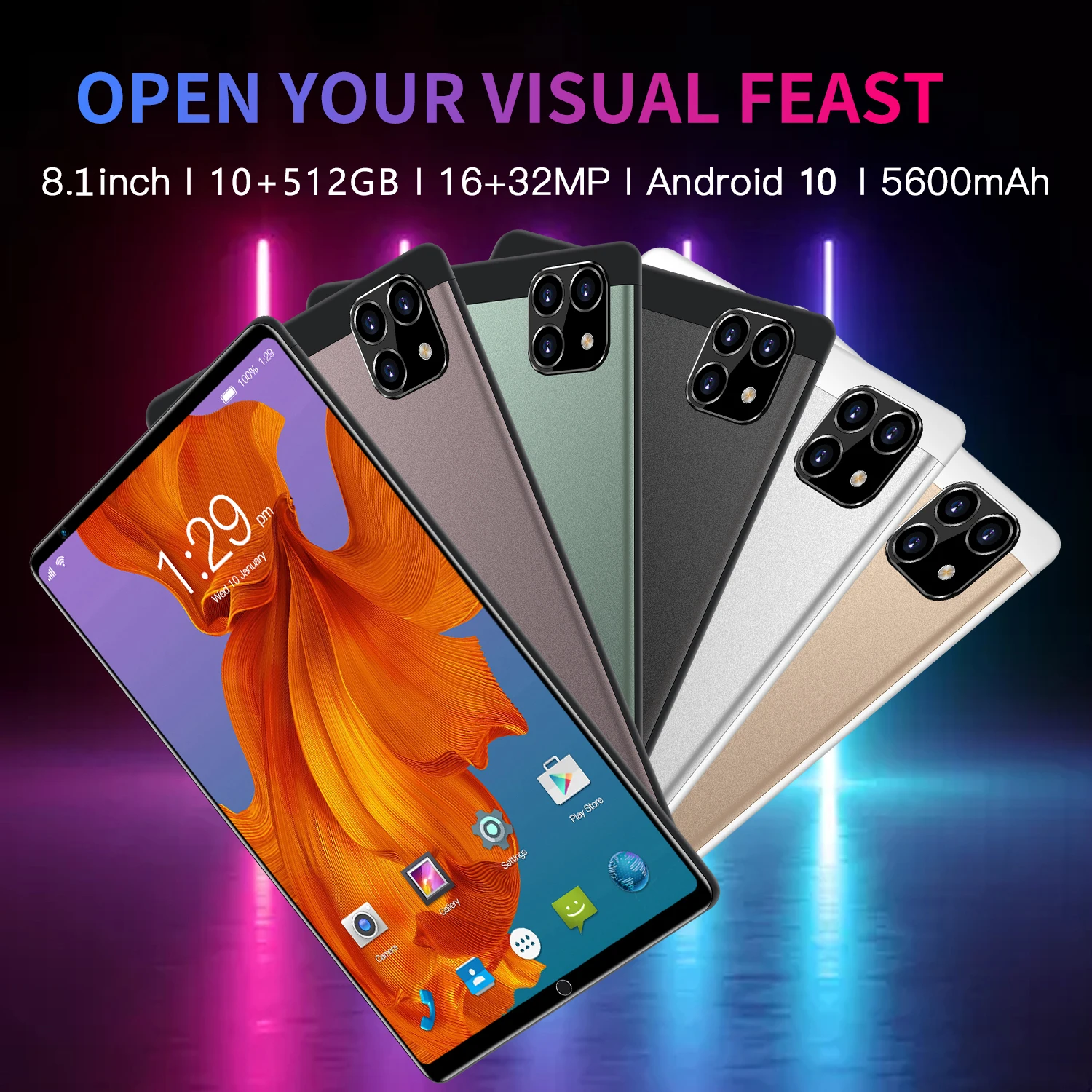 

2021 Hot Sale Tablet PC X22 8.1inch 2560*1600 10-Core Android 10.0 Pad 5600mAh 4G 5G Wifi Double SIM Card 10+512GB Phone Call PC