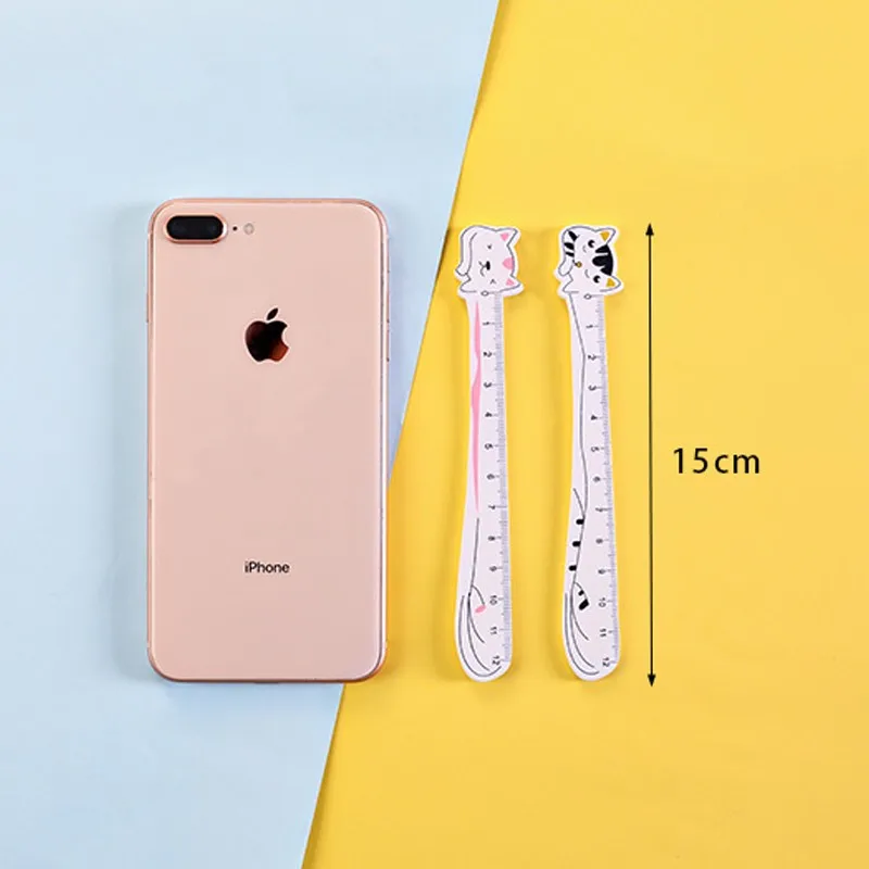 

12cm Cartoon cat painting measuring wooden Measuring Straight Ruler Tool Promotional Gift Stationery