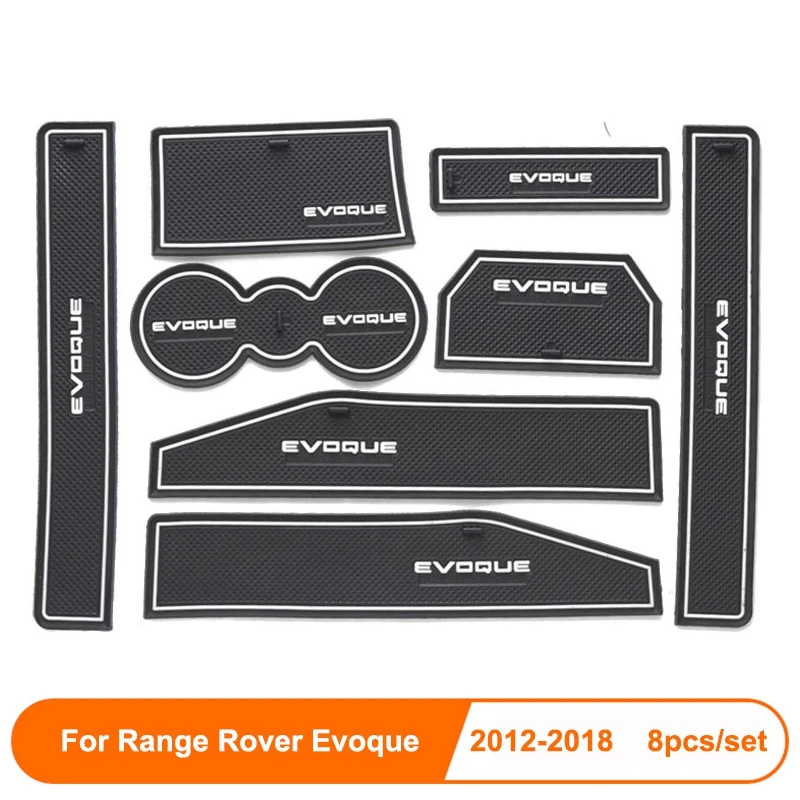 

Car Door Mat Rubber Mat Cup Cushion Dust Mat Lnterior Anti Slip Gate Slot Mat for Range Rover Evoque 2012-2018