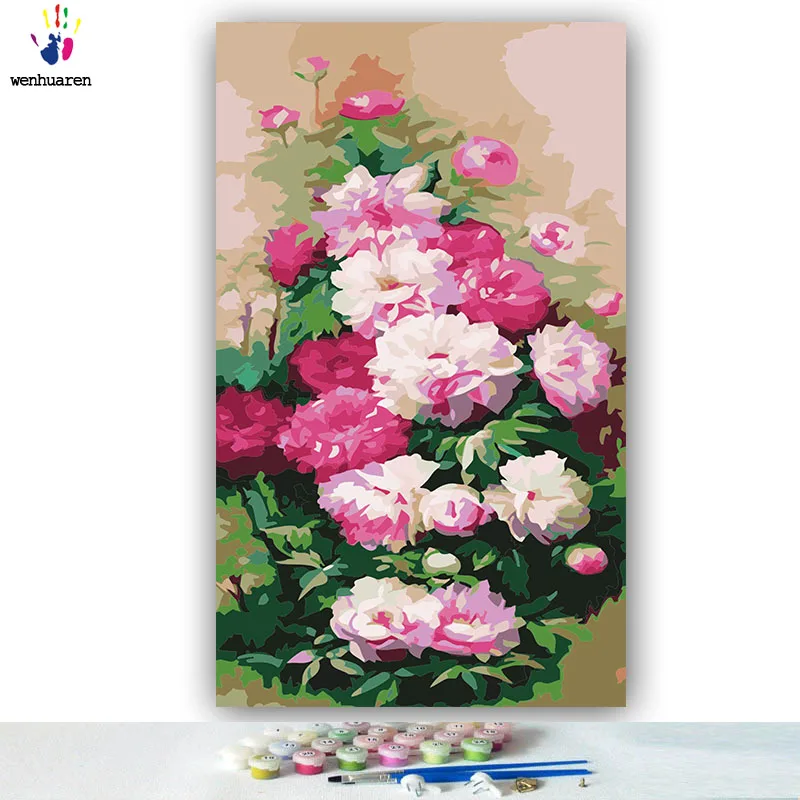 DIY картинки для раскраски по номерам с цветами Пион цветок иллюстрация Картина