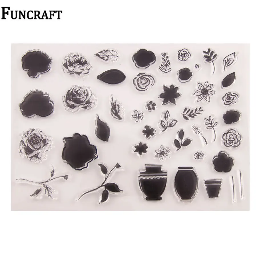2020 New Beautiful Flower Leaves Delicate Vase Clear Rubber Stamps for Card Making Scrapbooking Christmas Silicone | Дом и сад