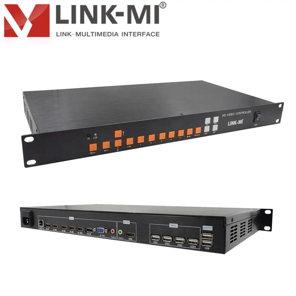 LINK MI 4K 4X1 мульти просмотр видео мультиплексор Ультра HD синтезатор HDMI + VGA DP вход RS232