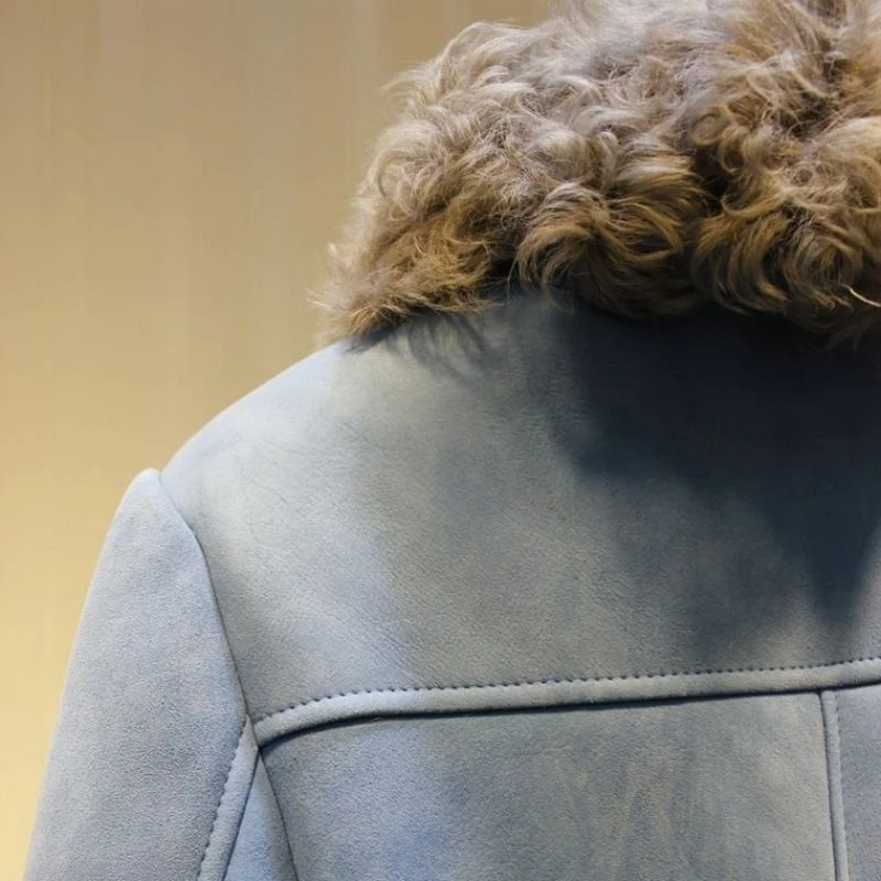 

Quality Double-Faced Top Fur Biker Jackets Women Luxury Real Sheep Fur Coat Female Winter Warm Fashion Vintage Zipper Fur Jacket