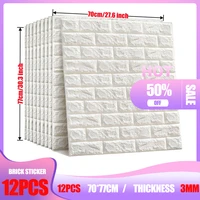 12PCS Brick Wall Stickers Self-adhesive Imitation Bedroom Decor Waterproof Wallpaper For Living Room Kitchen Backdrop