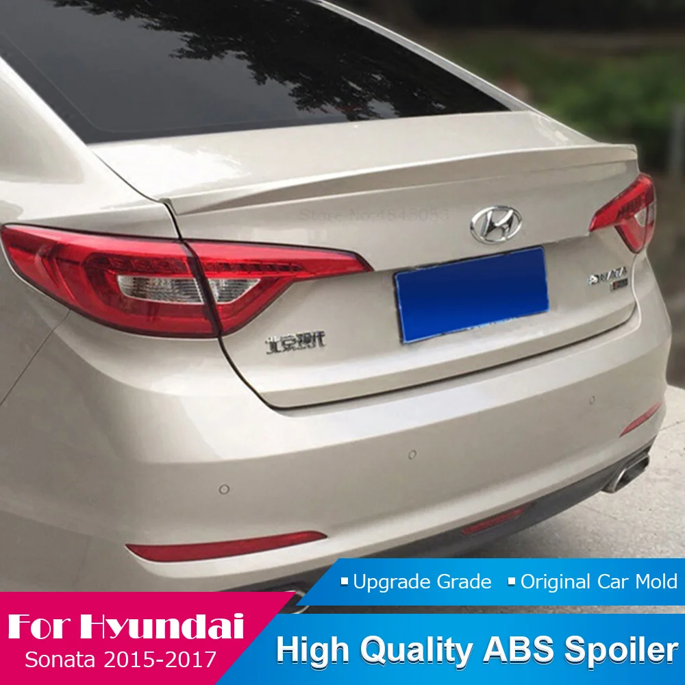 Для Hyundai Sonata черный спойлер 2015 2016 2017 ABS пластик задний багажник для губ Boot крыло