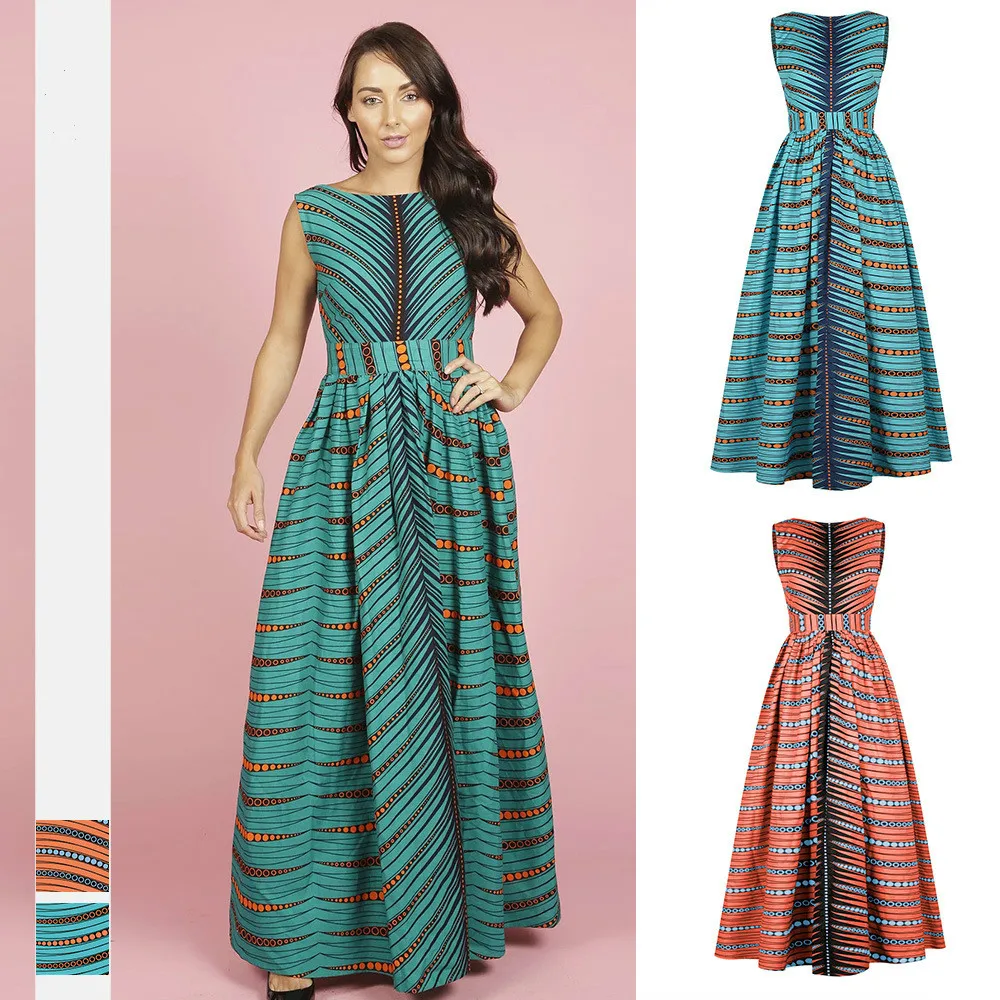 

Bodycon Dress Dashiki Ankara Winter Maxi African Style Christmas Printing Sundress Elegant Batik Traditional African Clothing