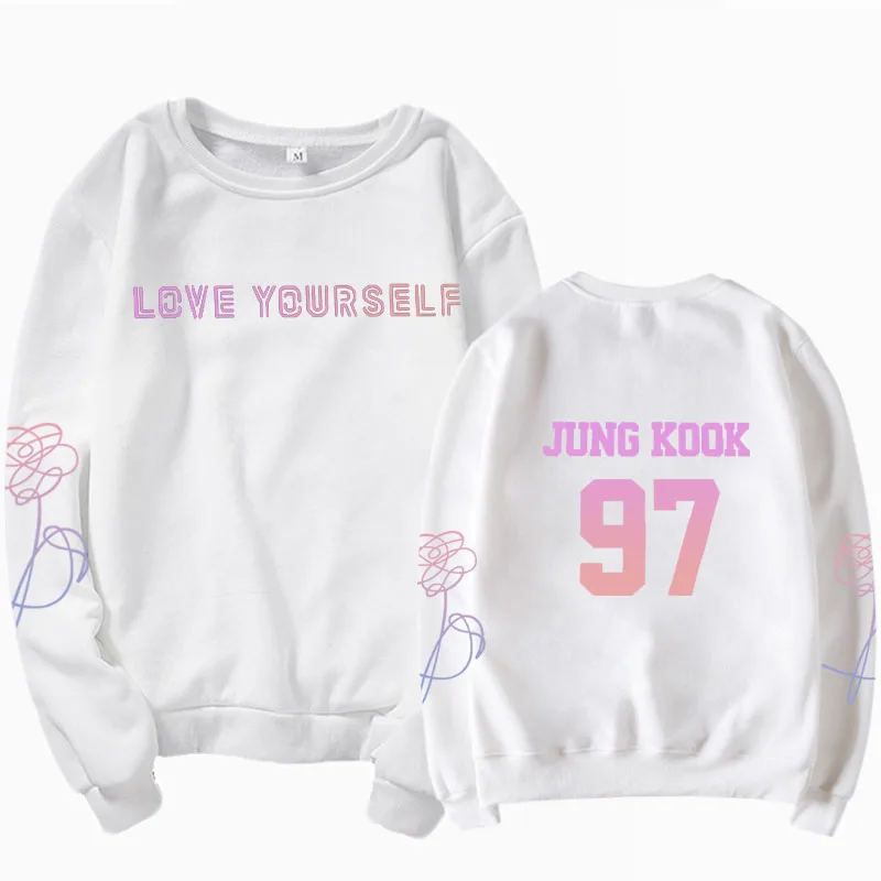 Толстовка с капюшоном love yourself k pop bangtan boys Свитшот Jung Kook 97 suga унисекс корейские