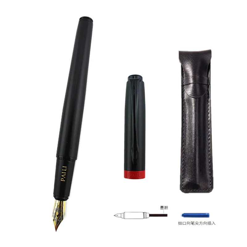 

PAILI 8001 Black Metal Fountain Pen Titanium Black EF/Nib 0.38/0.5mm Matte Barrel Gift Bag Option Business Pen Set