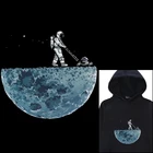 Астронавт НЛО термоперенос утюгом печатные наклейки для ткани космический теплоперенос для одежды круглые виниловые переводные полосы