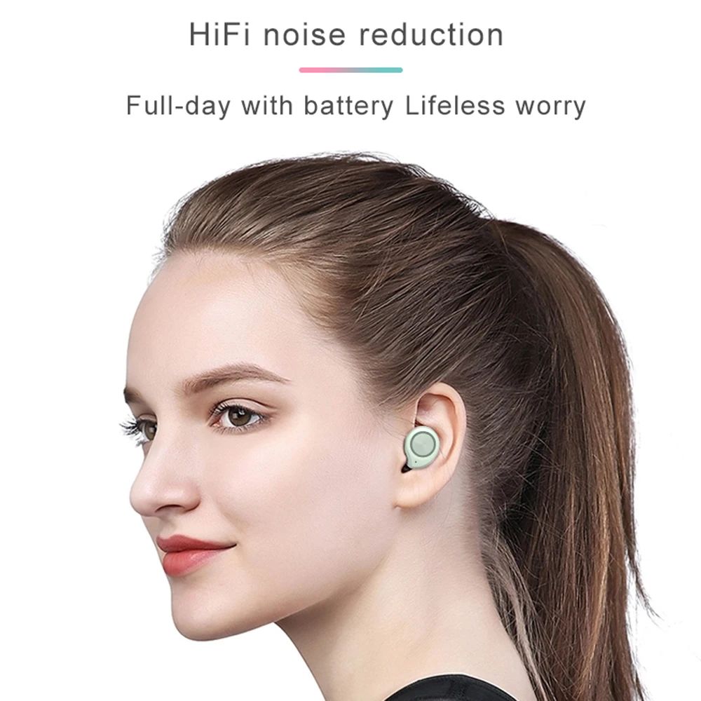 TW60 TWS Wireless Earphone Bluetooth 5.0 HiFi Stereo Headset touch control Handsfree mini Earbuds Built-in HD Mic for women girl |