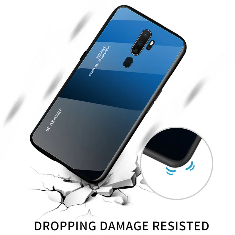 Чехол из закаленного стекла для Oppo A9 2020 A5 цветной градиентный телефонный чехол A11x