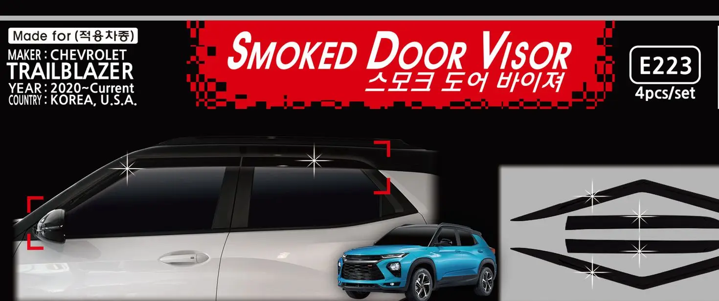 

Chrome Door Rain Visor Side Window Deflector Shade Sun Wind Shield Silver Trips Eaves for Chevrolet Trailblazer