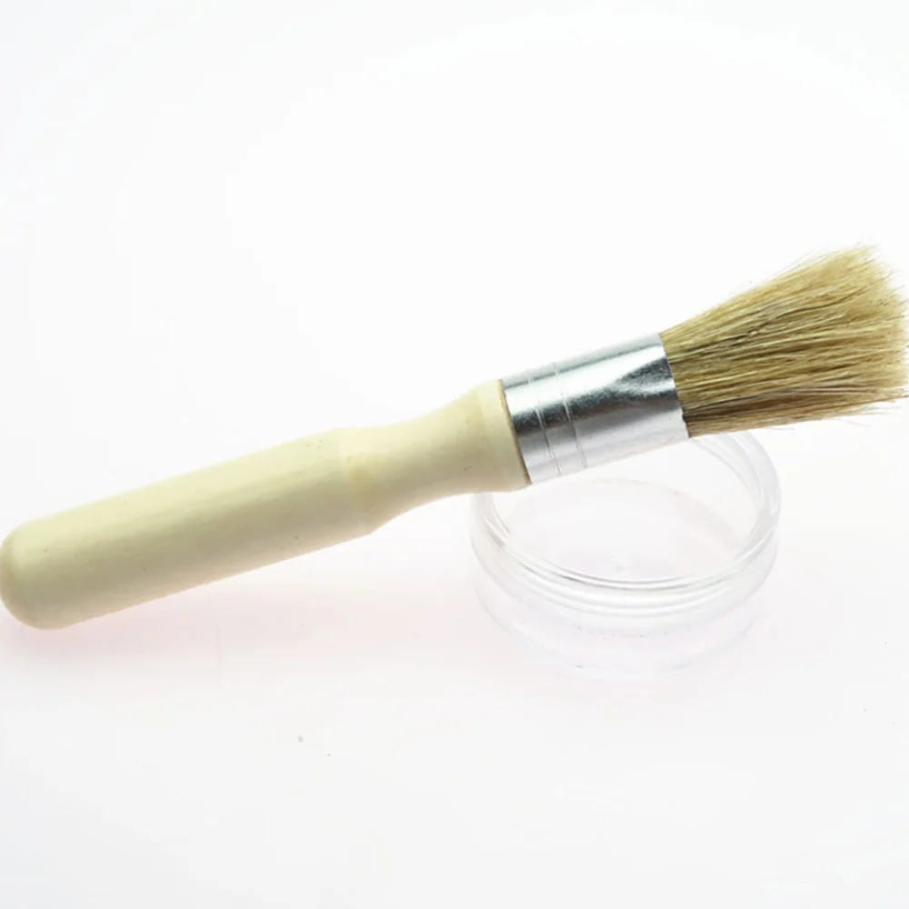 

2pcs Stencil Brush Round Head Wooden Handle Small Brush Mane Painting Brush Oil Acrylic Painting Supplies (Beige)