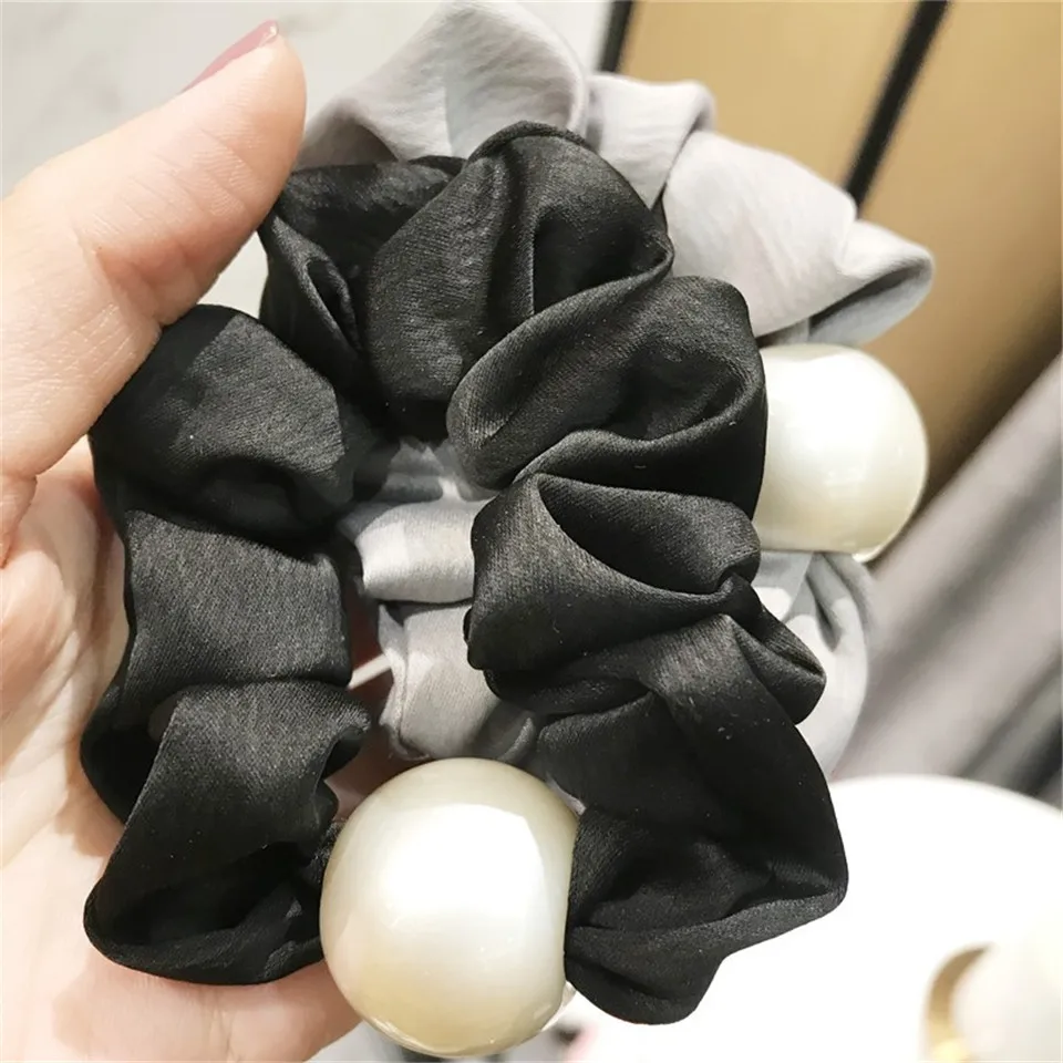 Женские Простые Однотонные резинки для волос ручной работы с жемчугом девочек