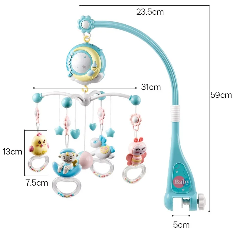 

Hot Selling Baby Bed Bell Rattle Play Equipment 0-18 Months Music Bedside Bell Projection Infant Comfort Toys