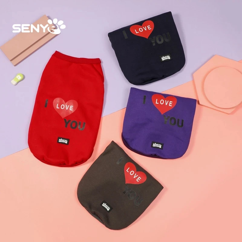 

С надписью «I LOVE U Одежда для собак с печатью и красивое теплое зимнее пальто Pet Пальто для собаки щенка одежда толстовки для малых и средних с...