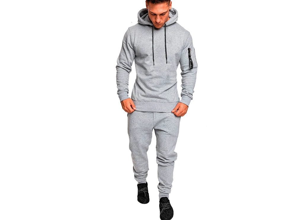 Light Grey Suit Осенний мужской спортивный костюм топ низ спортивный тренировочный костюм брюки Толстовка пальто M-2XL - Цвет: Light Grey Suit