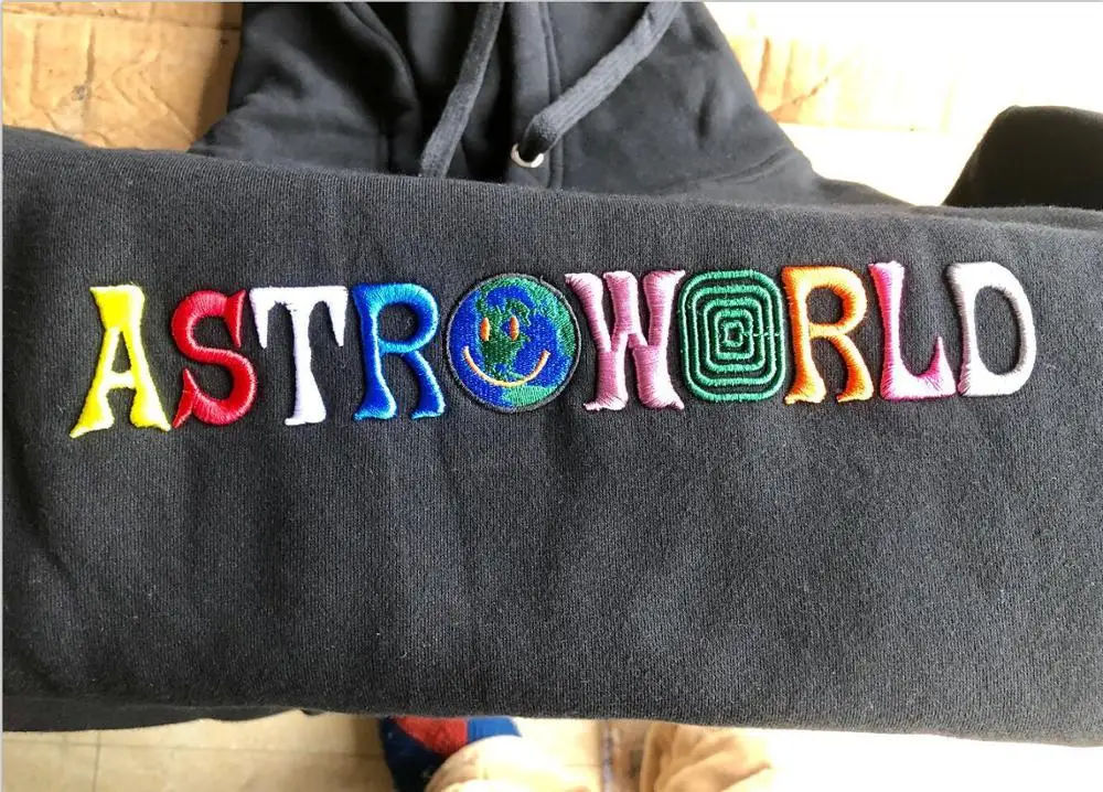 Новинка 2019 ASTROWORLD Высокое качество 100% 1: 1 хлопок вышивка мужские толстовки модная