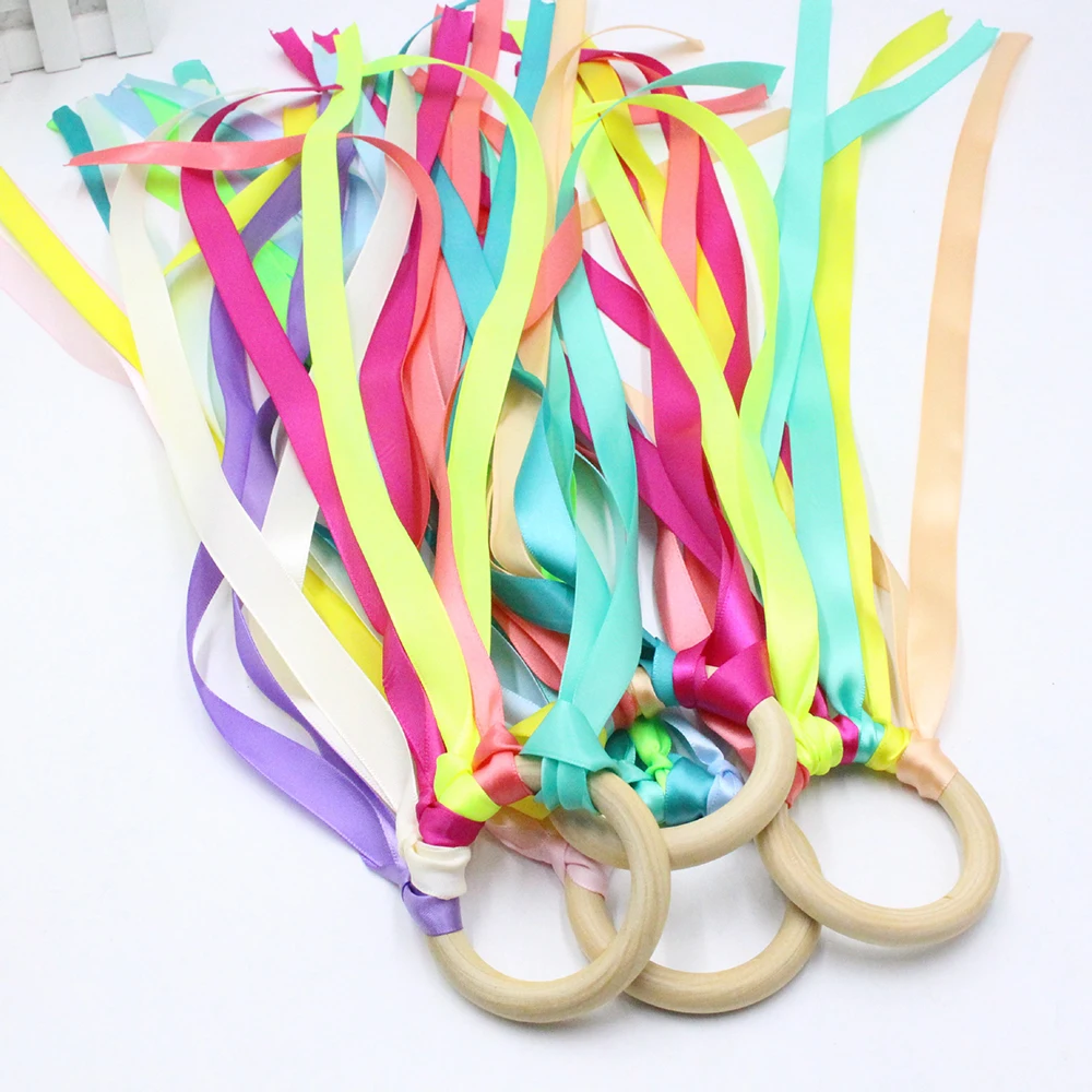 Newborns Montessori Style Sensory Toy Baby Dance Ribbon Ring Bellfor Upwards Develop Colour Recognition Sensory ADHD Autism