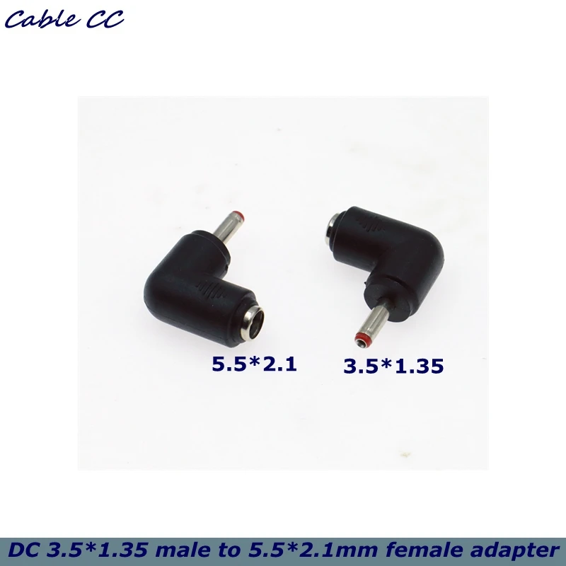 

3,5x1,35 мм революционный 5,5x2,1 мм гнездовой разъем 90 градусов угловой адаптер питания постоянного тока для ноутбука 3,5*1,35 до 5,5*2,1