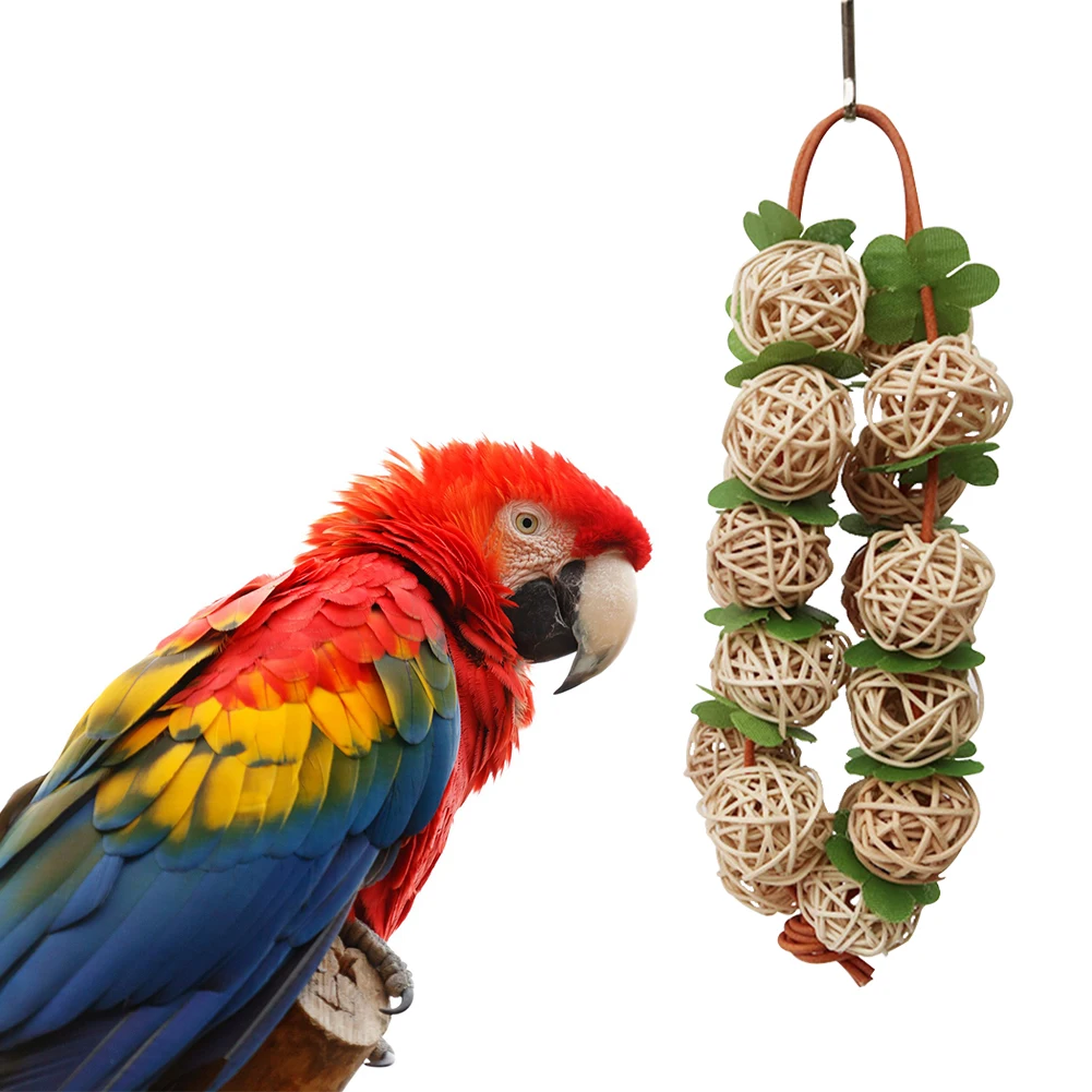 

Игрушка-жевательный попугай для тренировок, подарок «сделай сам», подвесное украшение, устойчивое к укусам, съемный шар из ротанга для дома ...