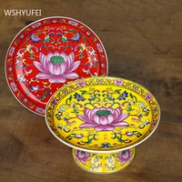 chinese ceramics lotus fruit dish ornaments buddha hall enshrine table tall feet for disc home snack ceramic plate decoration