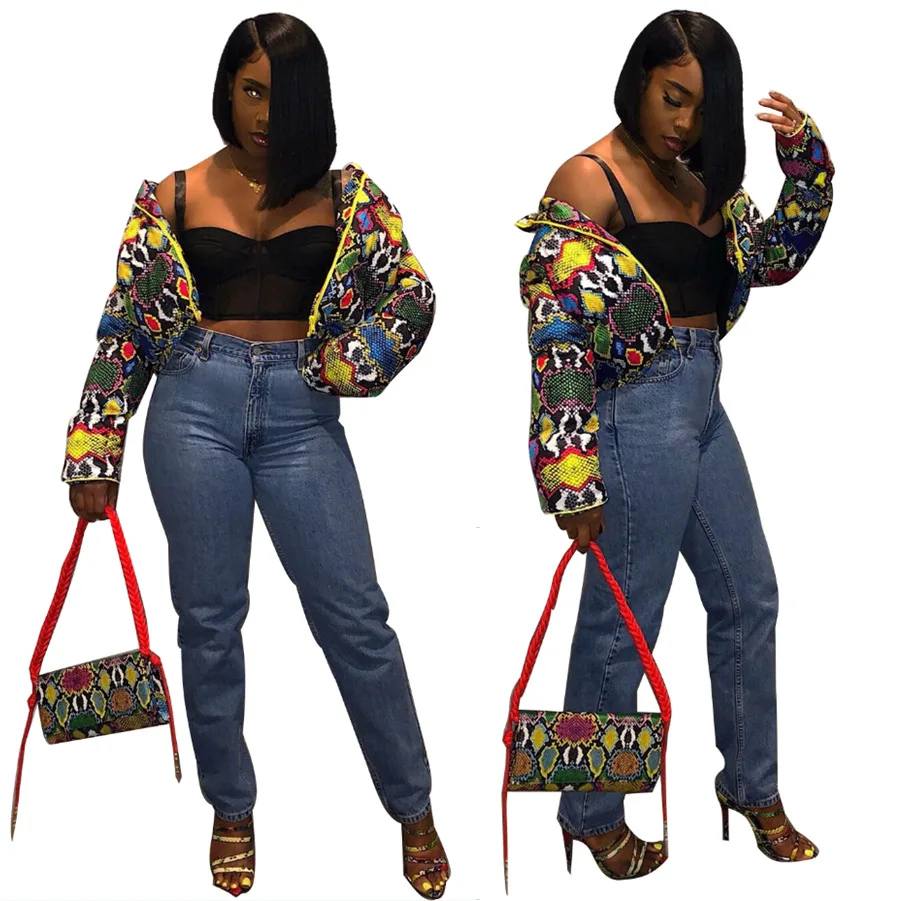 Женская зимняя пуховая куртка теплая парка с разноцветным принтом верхняя