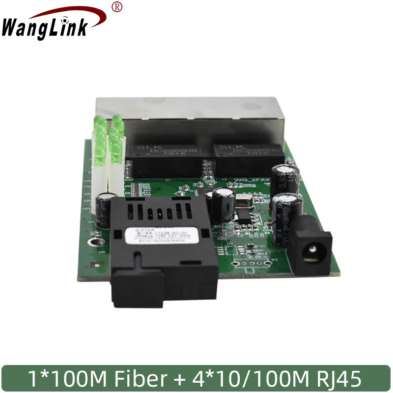 Wanglink Ethernet коммутатор 4 RJ45 1 SC волоконно оптический конвертер порт PCB 10/100