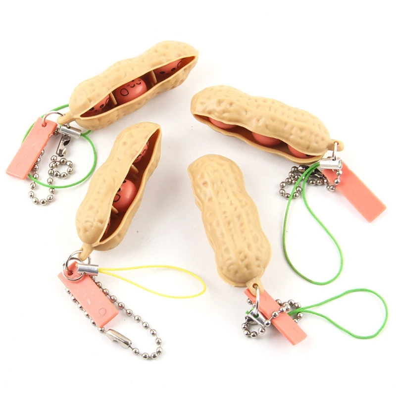 1PC Peanut Fidget Toy Squeeze Keychain Extrusion Stress Relieving Chain Pendant for Keys Backpack Toys | Игрушки и хобби