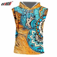 ujwi summer new style factory direct supply original sample design colorful totem print hooded tank top oversized vest wholesale