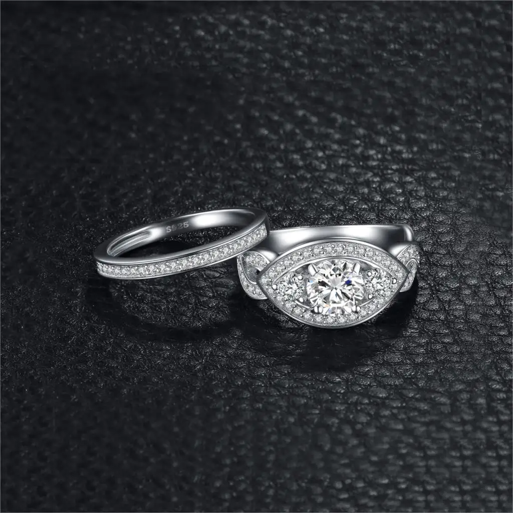 JewelryPalace витой CZ проложить группа Маркиза 3 камня 2.7ct кубического циркония обещание обручальное Обручение кольцо свадебный 925 St