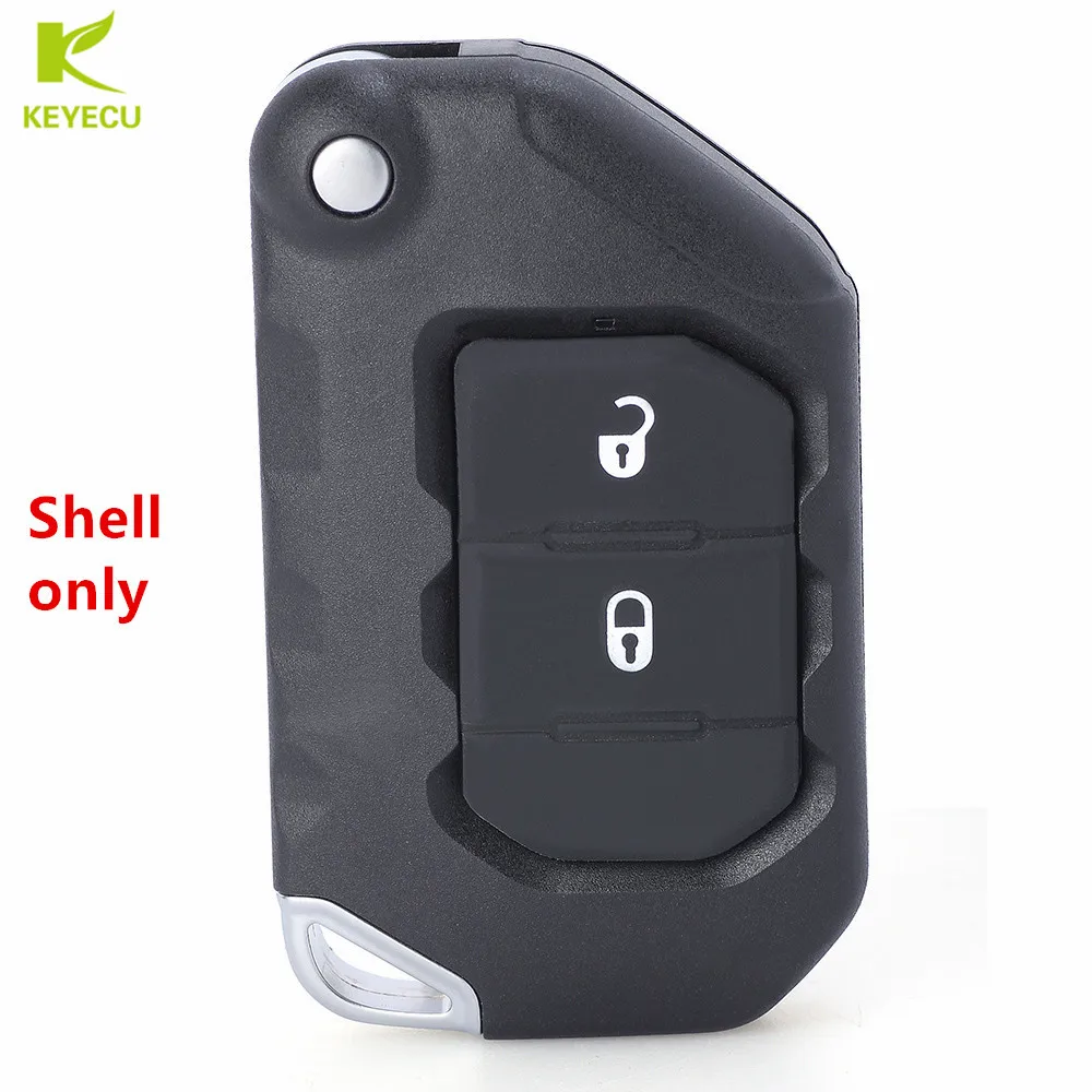 

KEYECU Replacement Uncut Flip SMART KEYLESS PROXIMITY REMOTE Key Shell Case FOB 2 Buttons for Jeep Wrangler JL JLU 2018+