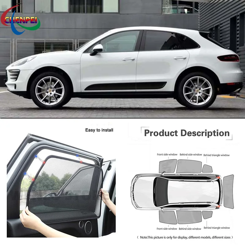 For Porsche Macan 2014 Car Full Side Windows Magnetic Sun Shade UV Protection Ray Blocking Mesh Visor Decoration Accessories