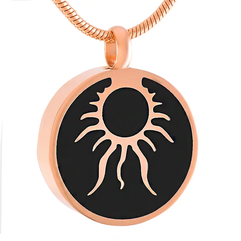 

JD8443 Stainless Steel Cremation Pattern Round Pendant Memorial for Ashes Urn Necklace Keepsake for Jewellery